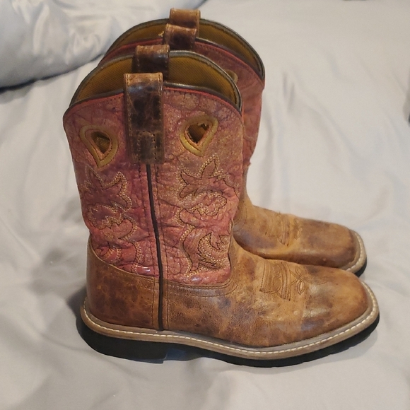 Children Tan Leather & Red Top Adair Square Toe Cowboy Boots DPC2927 (23) - Picture 1 of 6